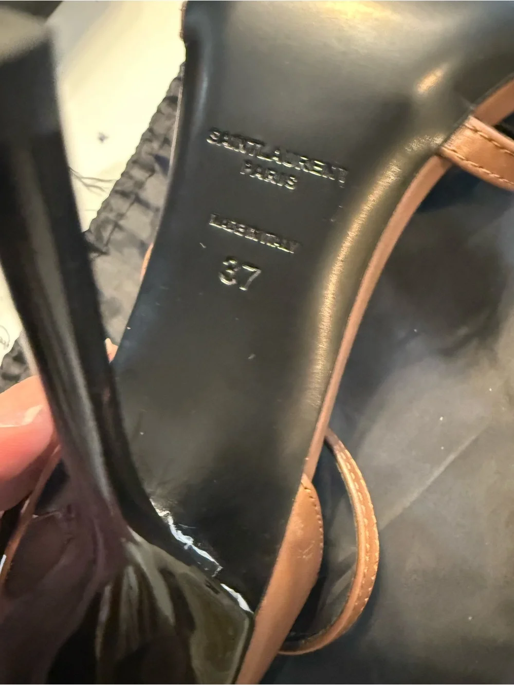 Saint Laurent Metallic Brown YSL Logo Strappy High Heels